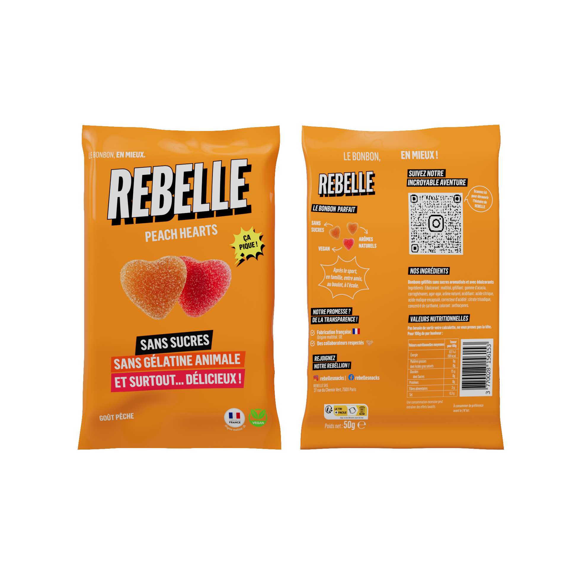 Coeurs pêches sans sucre