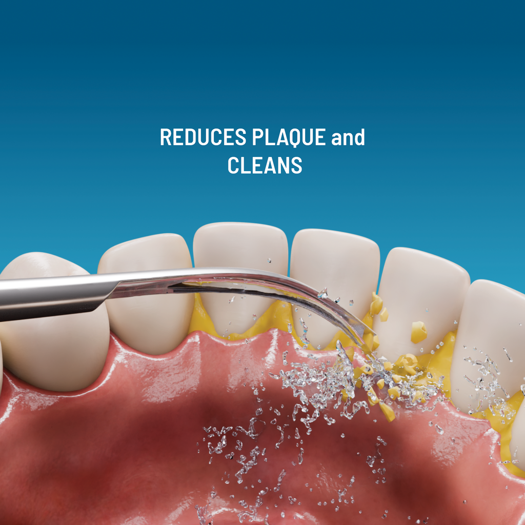 Brosse à dents 3-en-1 : brossage, jet interdentaire, détartrage